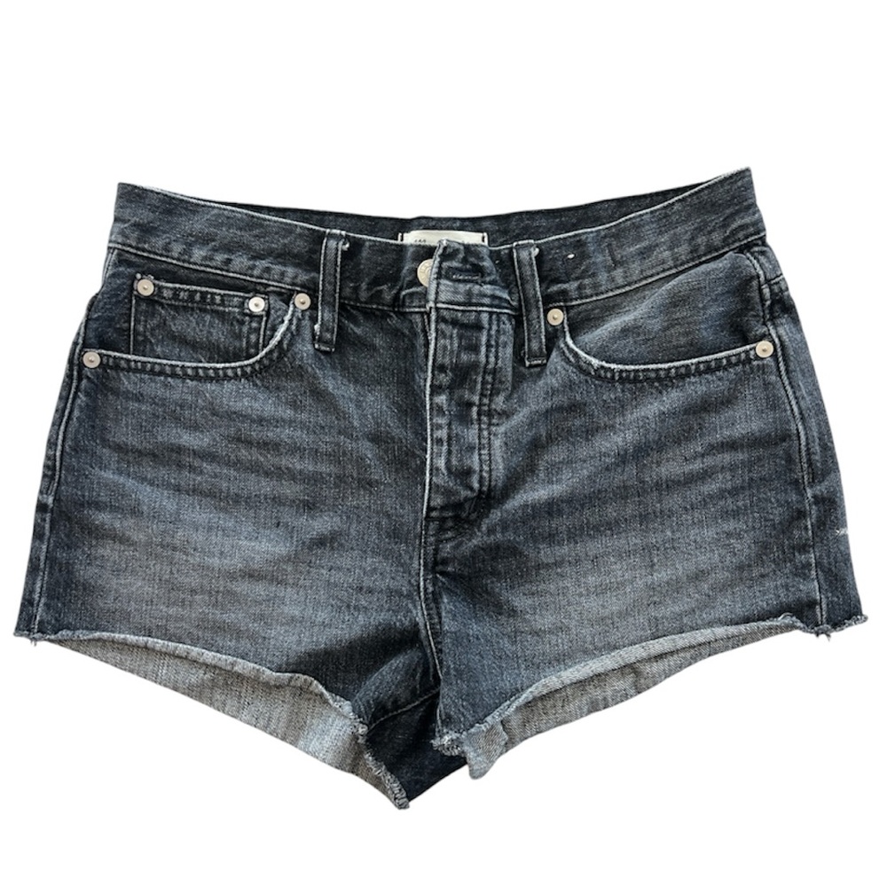 Madewell Loose Fitted Relaxed Black Denim Shorts (26)